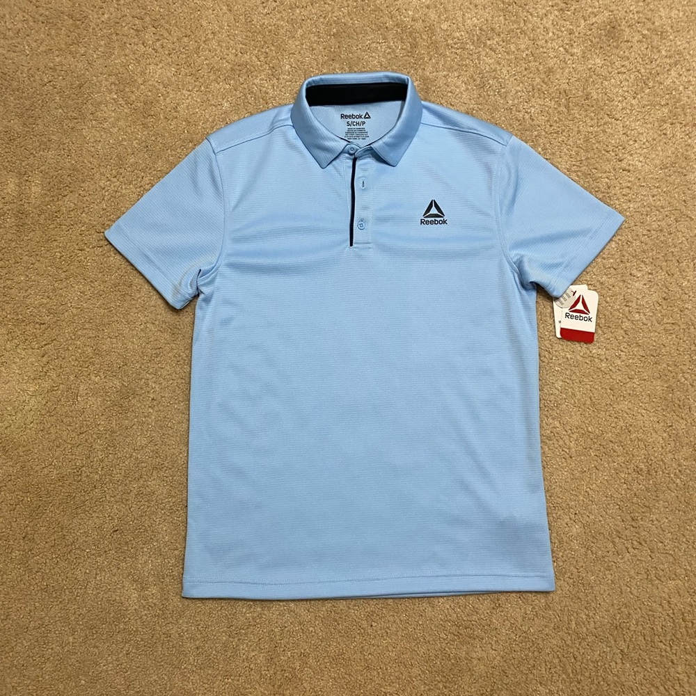 Reebok Mens Performance Ace Polo Shirt Blue Short Sleeve Men's New Sz S,M,3XL
